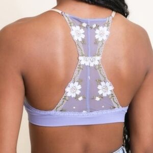 Purple Daisy Embroidered Bralette - NEW